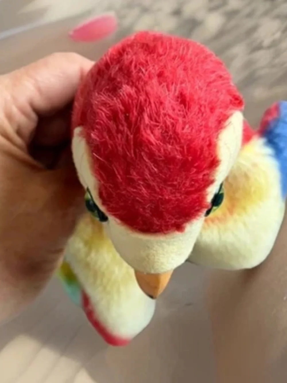 Vintage STEIFF Parrot Hand Puppet 1968-1977 Lora Red Macaw Mohair Bird EUC